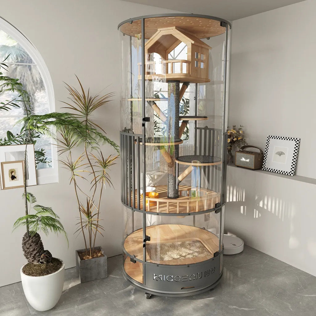XIBS PetVibe Premium Glass Cat Villa - 360° Series