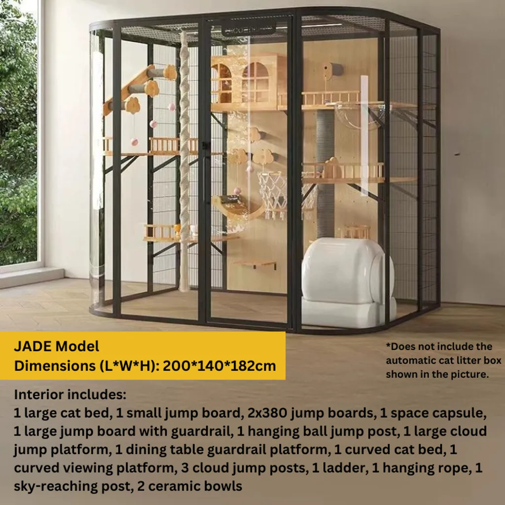 XIBS PetVibe Premium Glass Cat Villa - Black Gold Series